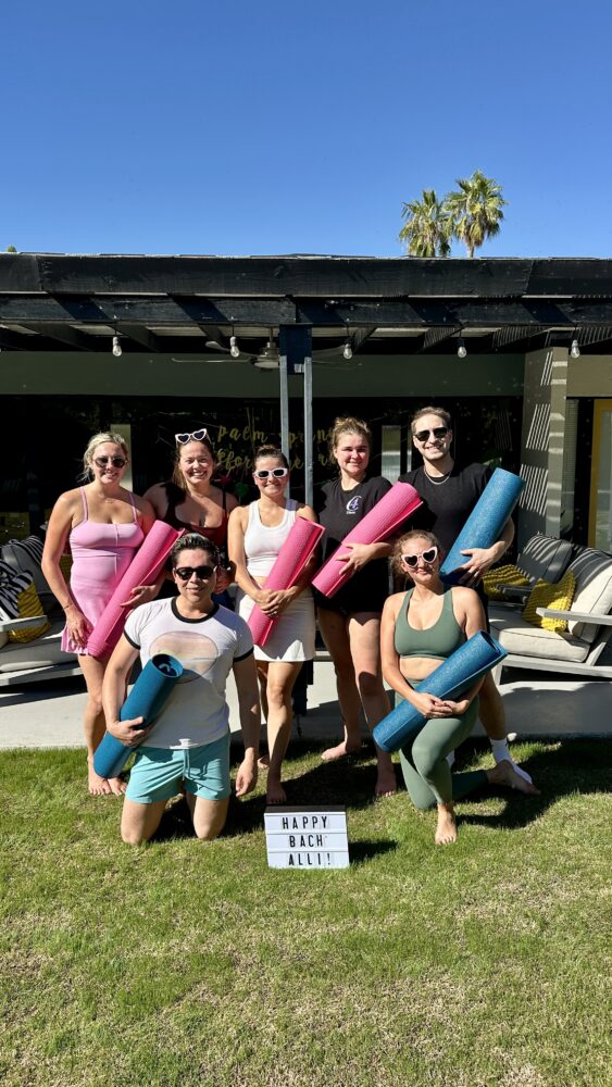 2025.11.05 Palm Springs Bachelorette Yoga Group 1